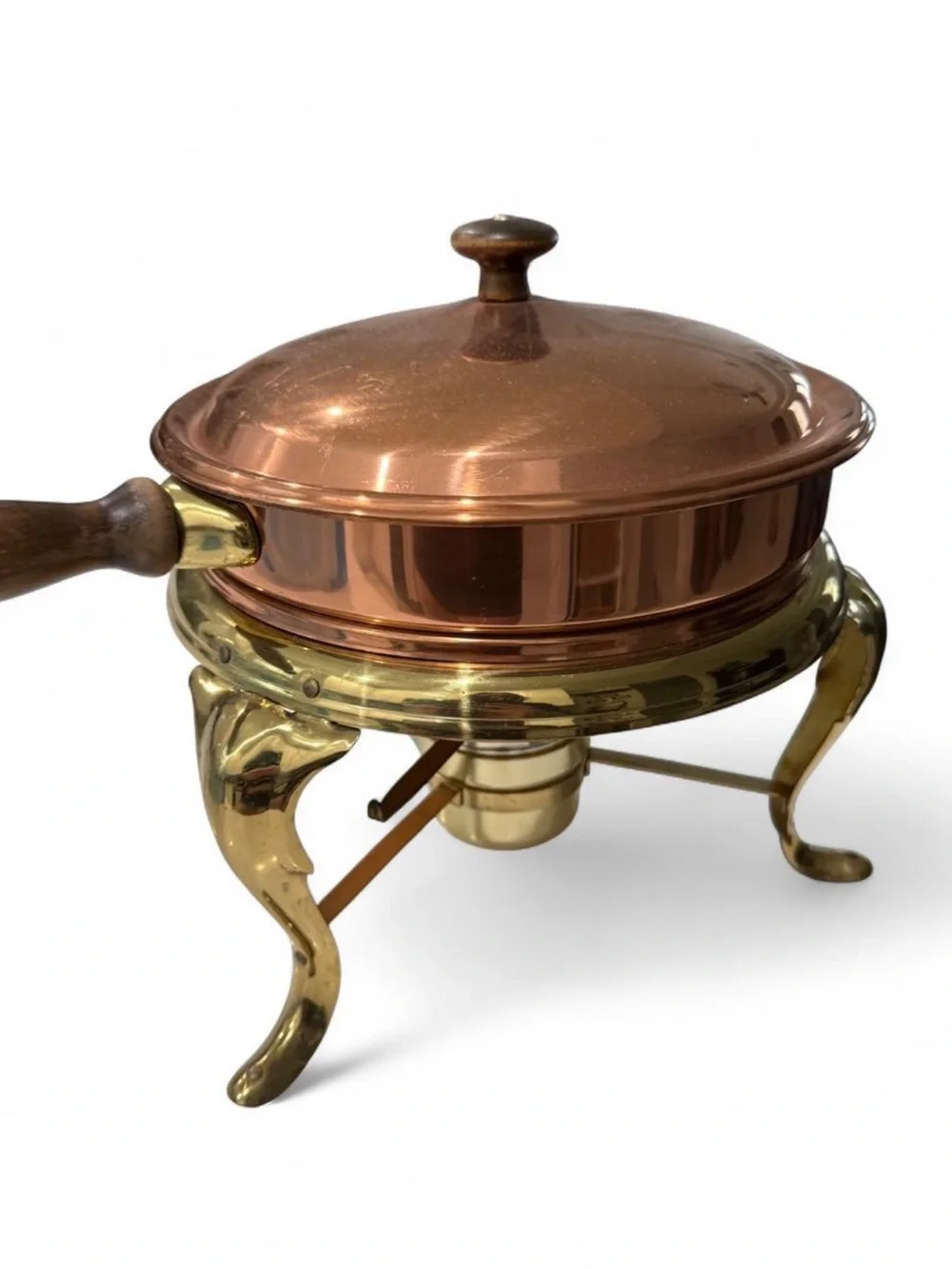 Vintage Copper & Brass Chafing Dish and Stand With Warmer